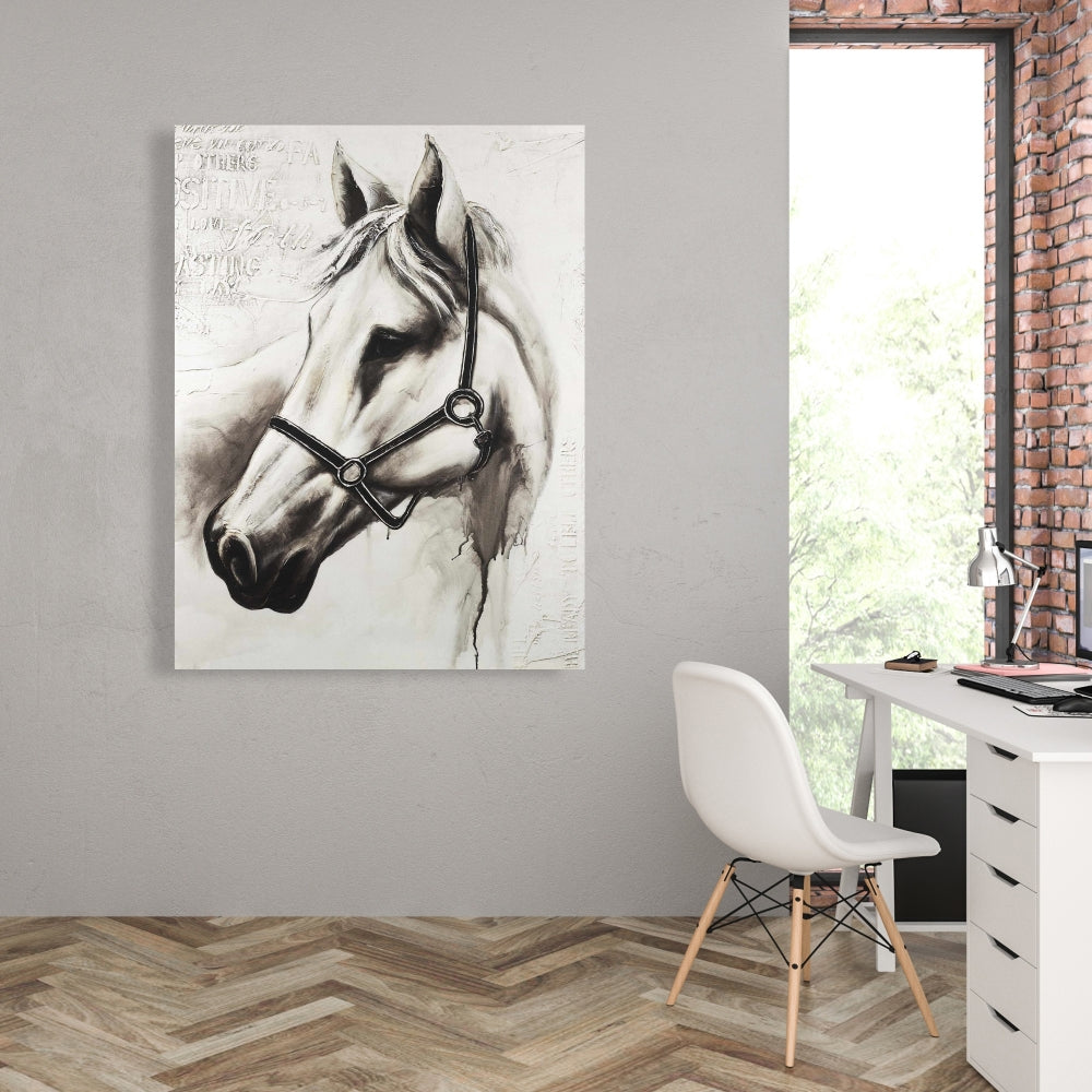 Flicka the White Horse Canvas - Farm Animal Home Decor Art