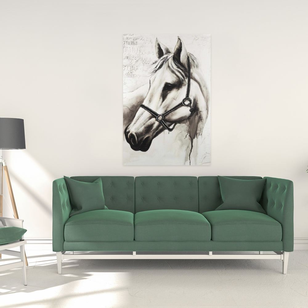 Flicka the White Horse Canvas - Farm Animal Home Decor Art