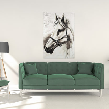 Flicka the White Horse Canvas - Farm Animal Home Decor Art