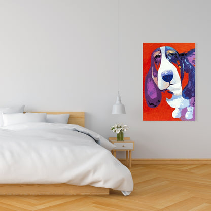 Abstract Colorful Basset Dog Canvas | Contemporary Pet Decor