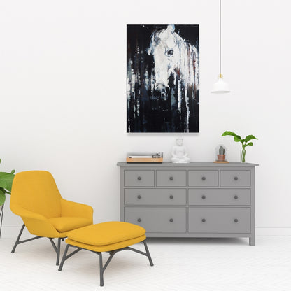 Abstract Horse Blue Canvas | Farm Animal Bedroom Decor