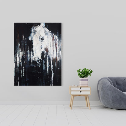 Abstract Horse Blue Canvas | Farm Animal Bedroom Decor