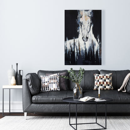 Abstract White Horse Canvas | Farm Animal Home Decor Art