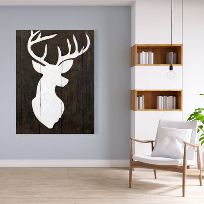 Toile Silhouette de cerf blanc | Décoration murale