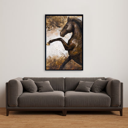 Horse Rushing into Soil Canvas | Farm Animals Home Decor