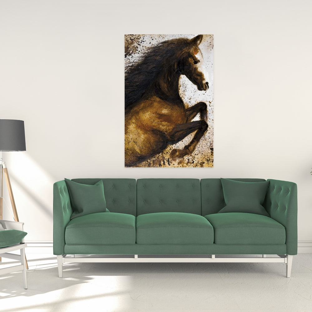 Horse Rushing Canvas - Brown Modern Art for Home Decor