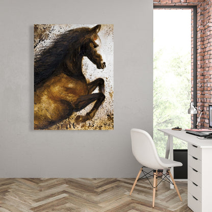 Horse Rushing Canvas - Brown Modern Art for Home Decor