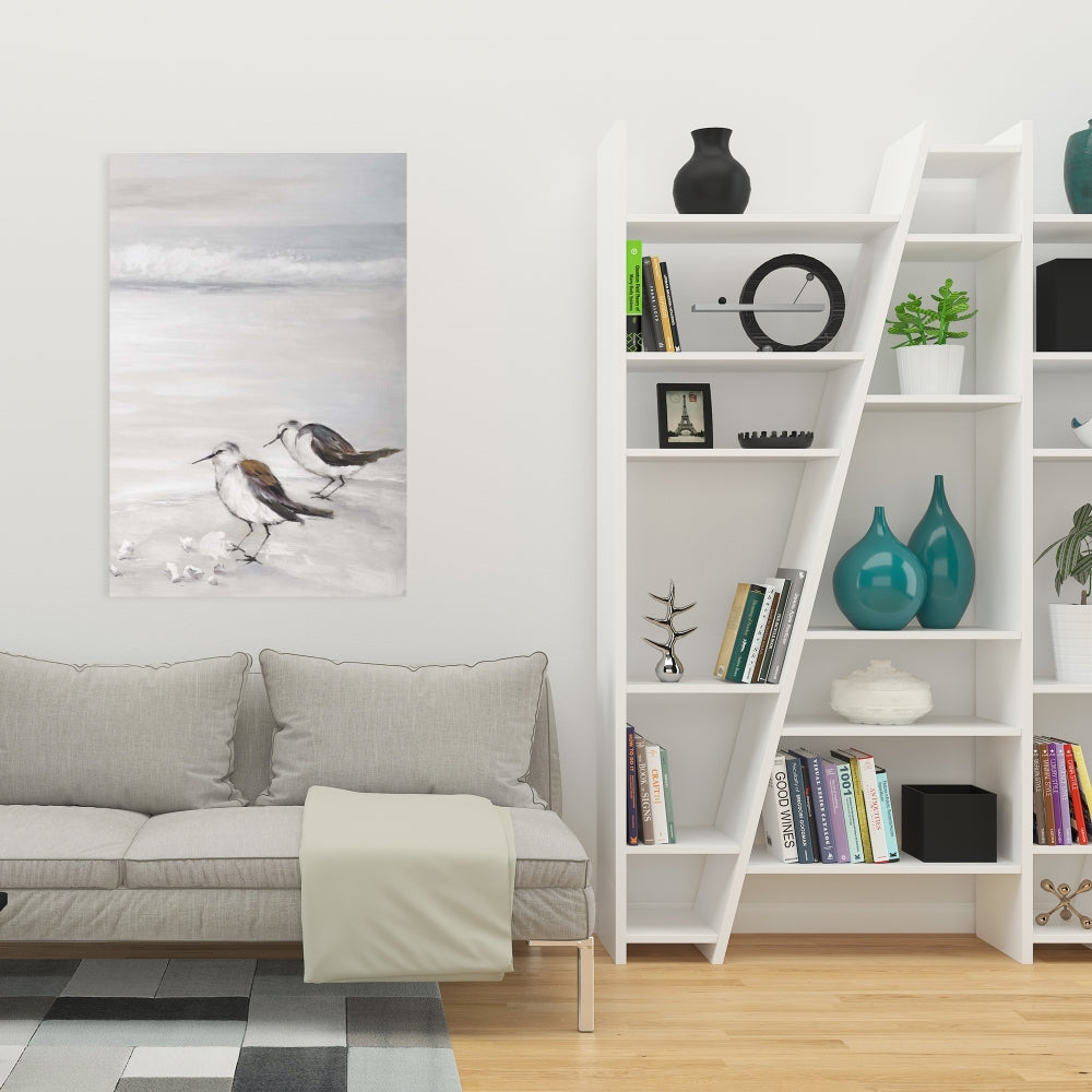 Two Sandpipers Birds Canvas - Beige Marine Animals Home Decor