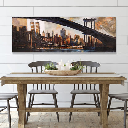 Sunset Over New York Canvas | Brown Cities Bedroom Decor