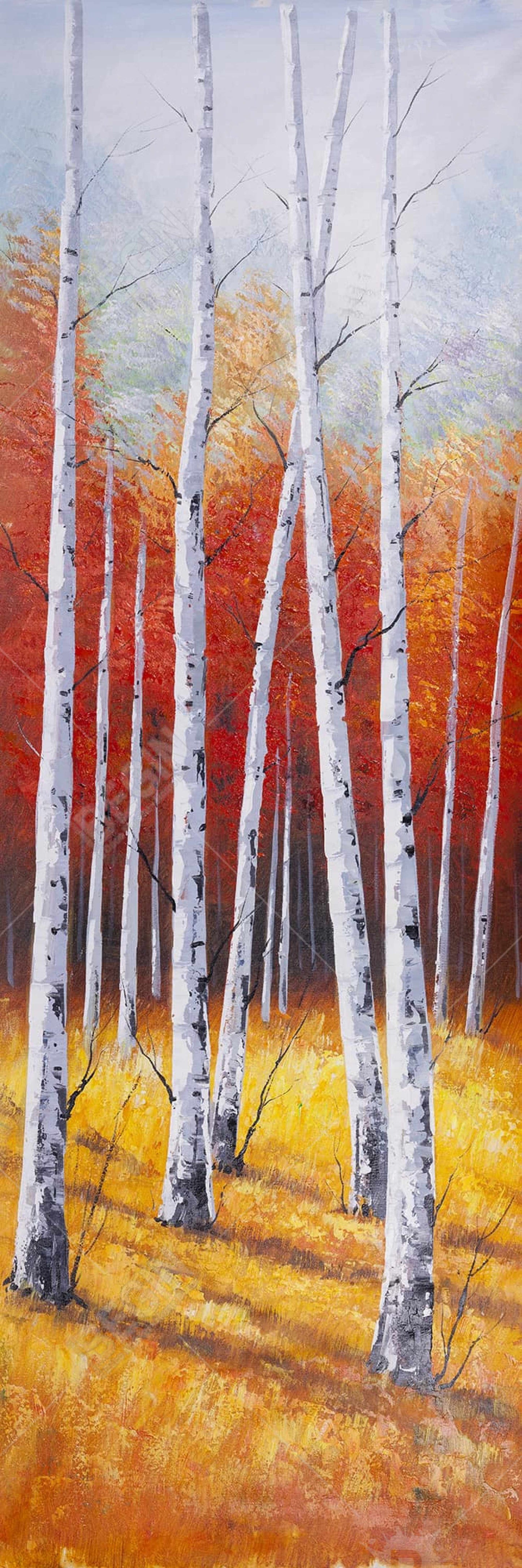 Modern Gray Fall Forest Canvas | Bedroom Wall Art Decor