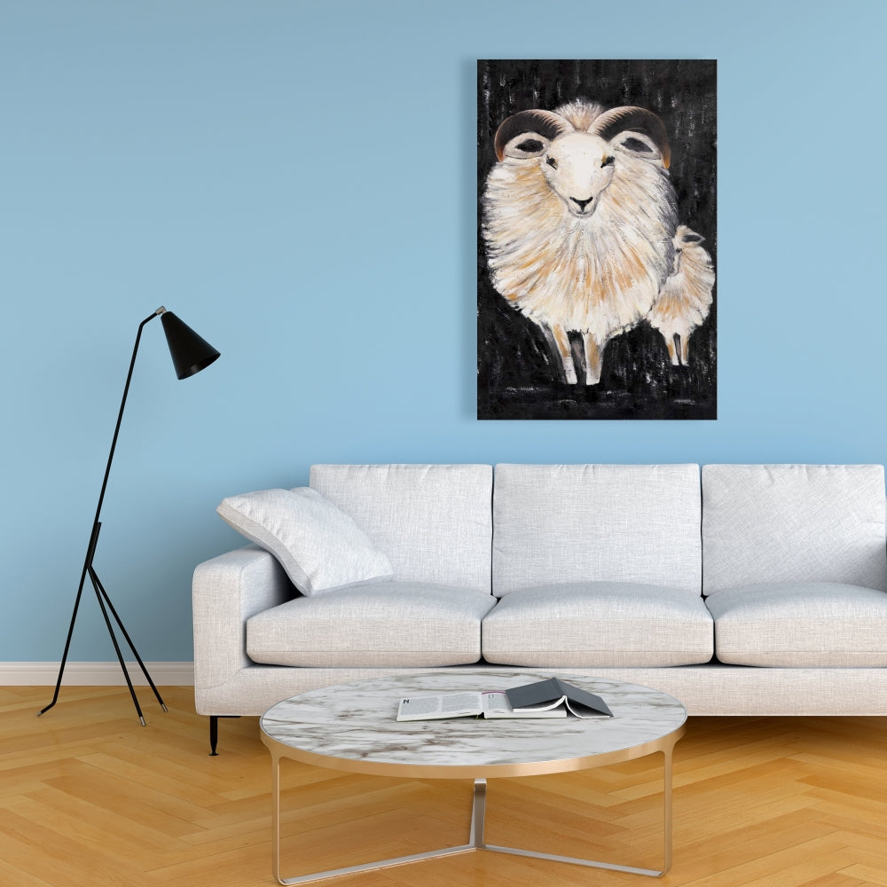 Rustic Farm Animals Bedroom Canvas - Two Bushy Ram Decor