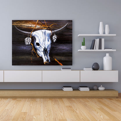 Hanged Skull Canvas Art | Blue Animals Farm Home Decor