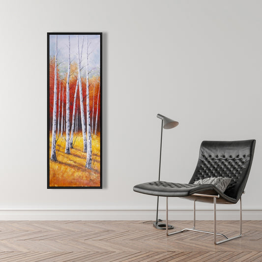 Fall Forest Landscape Canvas | Modern Gray Frame Decor