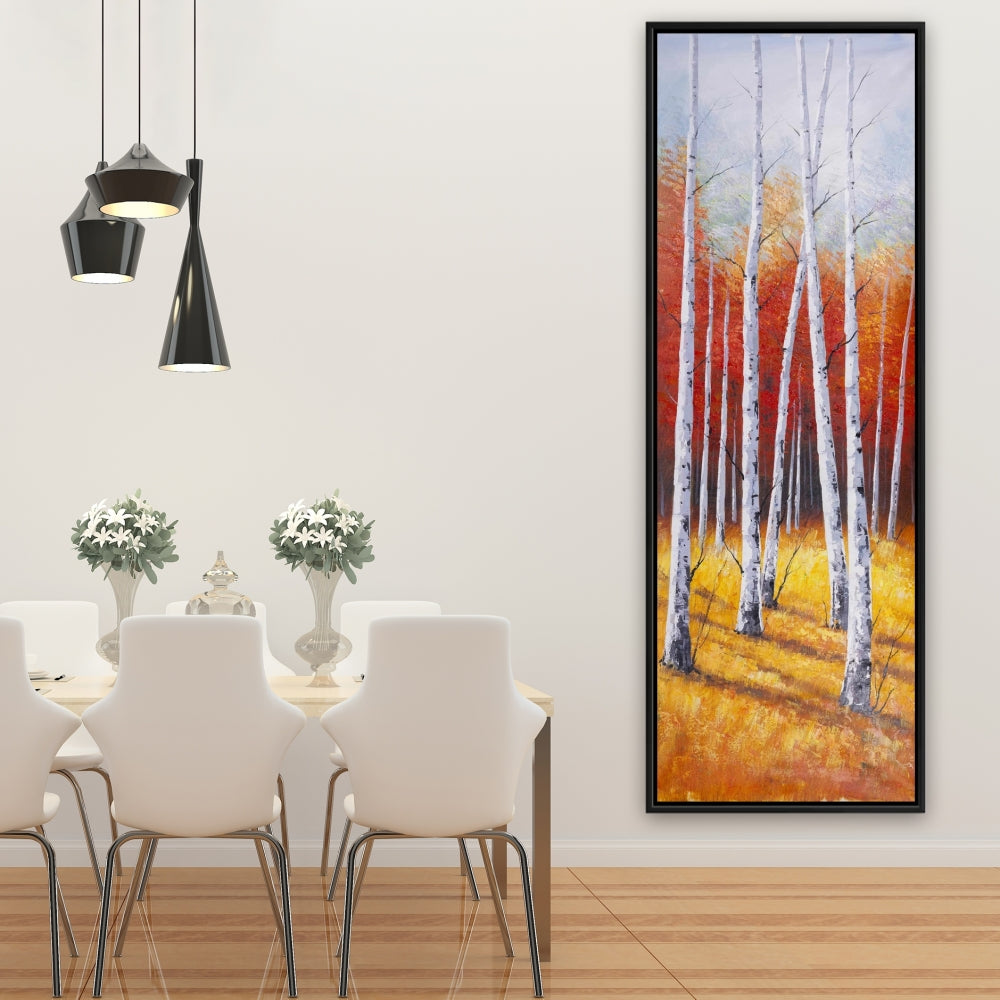 Fall Forest Landscape Canvas | Modern Gray Frame Decor