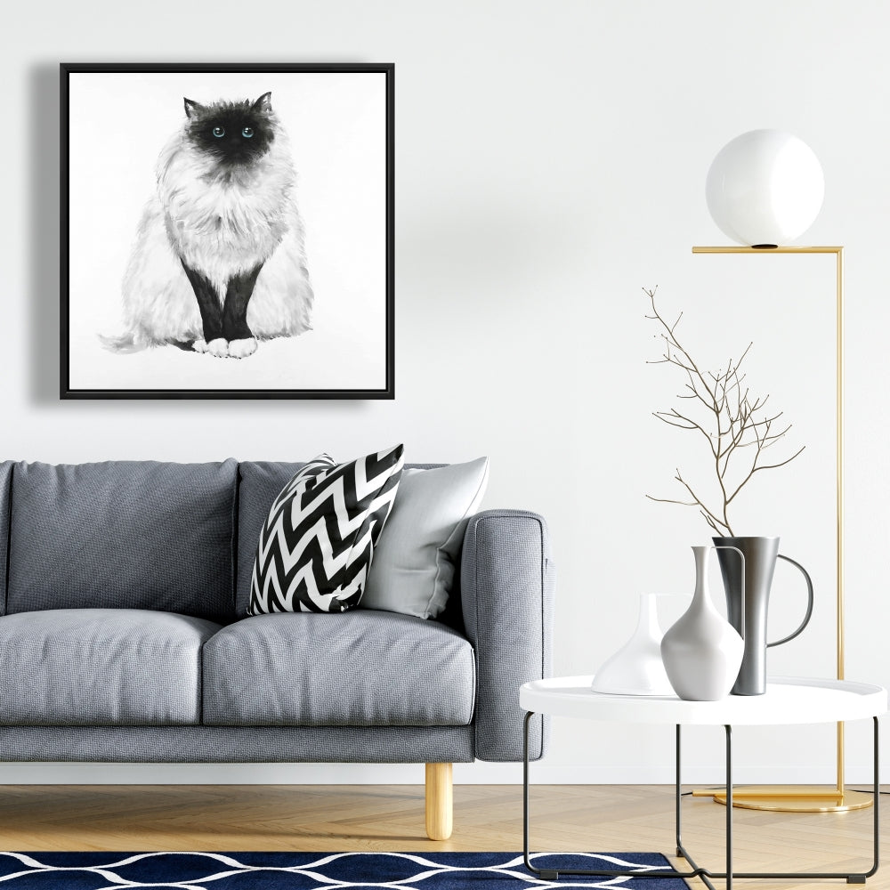 Toile « Chat siamois aux yeux bleus » | Décoration de chambre minimaliste