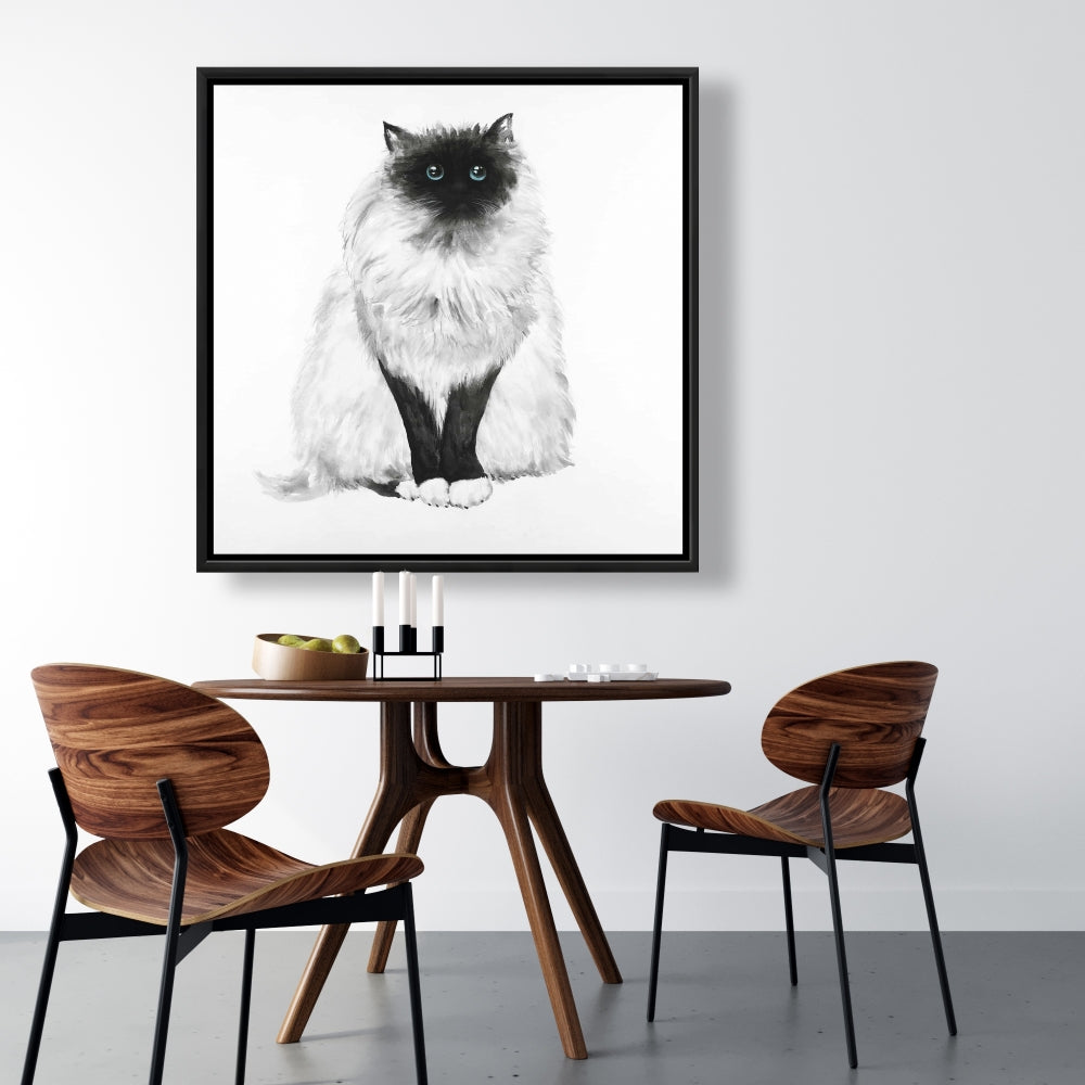 Toile « Chat siamois aux yeux bleus » | Décoration de chambre minimaliste