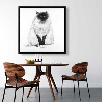 Toile « Chat siamois aux yeux bleus » | Décoration de chambre minimaliste