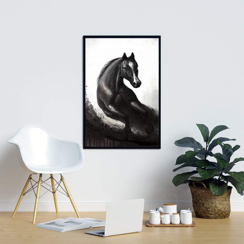 Horse in Motion Canvas - Monochrome Horse Wall Art Decor