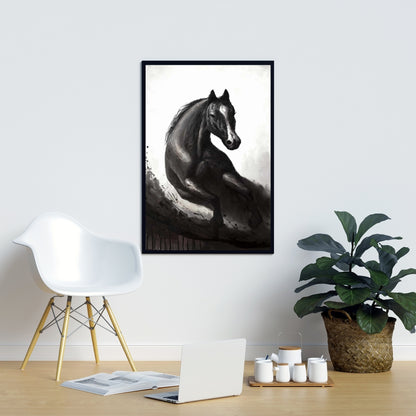 Horse in Motion Canvas - Monochrome Horse Wall Art Decor