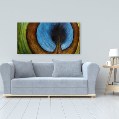 Peacock Feather Canvas | Exotic Bedroom Decor Wall Art