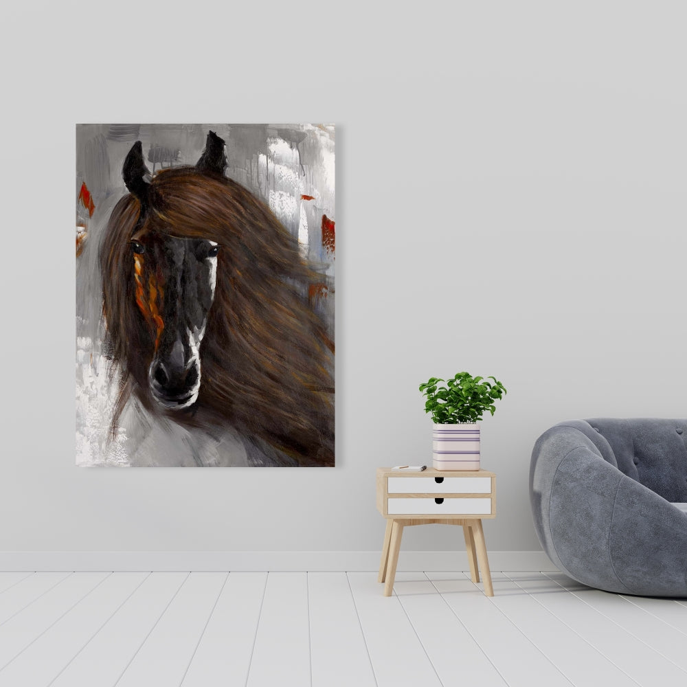 Toile « Cheval brun fier » | Décoration animalière pour chambre à coucher | Art mural