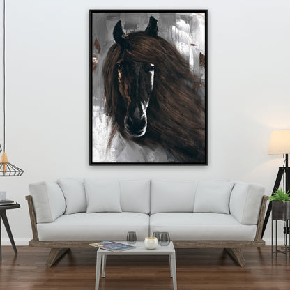 Toile Cheval Brun Foncé | Cadre rustique pour décoration intérieure