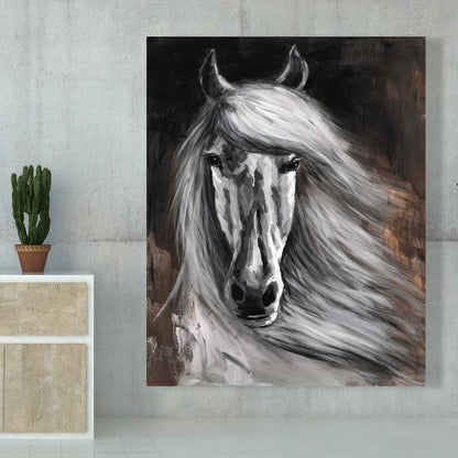 White Horse Rustic Canvas | Home Decor | Animal Wall Art