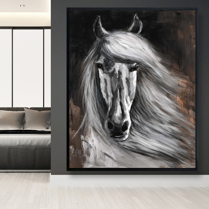 White Horse Rustic Canvas | Framed Wall Art for Home Decor