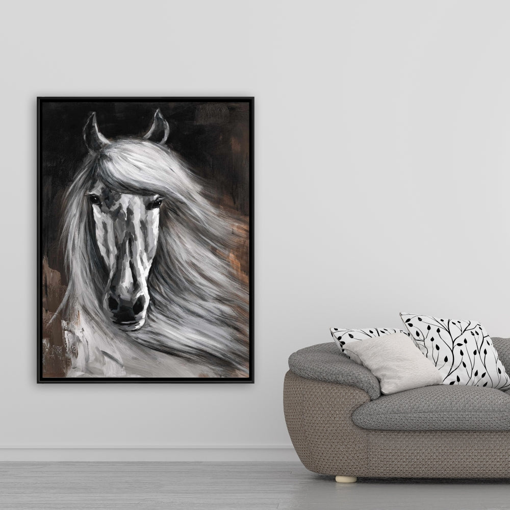 White Horse Rustic Canvas | Framed Wall Art for Home Decor