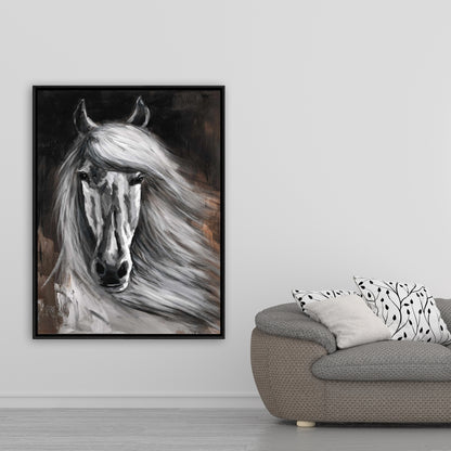 White Horse Rustic Canvas | Framed Wall Art for Home Decor