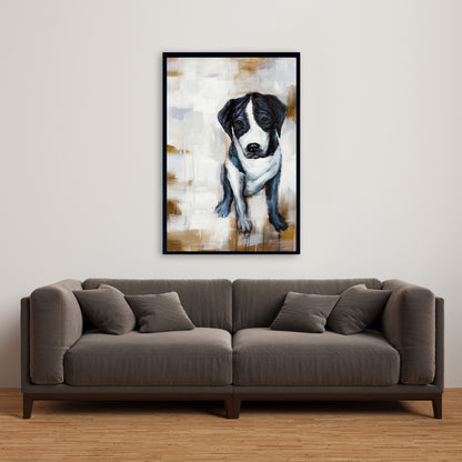 Sitting Dog Framed Canvas | Modern Pet Art for Home Decor