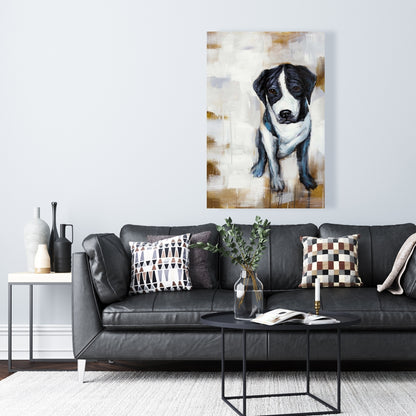 White Animals Pets Canvas - Sitting Dog Home Decor Wall Art