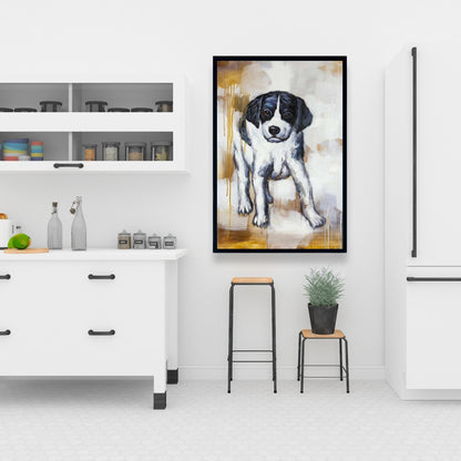 Curious Puppy Dog Canvas | Contemporary Bedroom Wall Decor