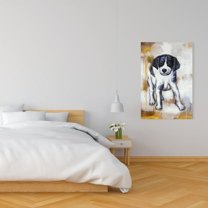 Curious Puppy Dog White Canvas | Bedroom Animal Wall Art