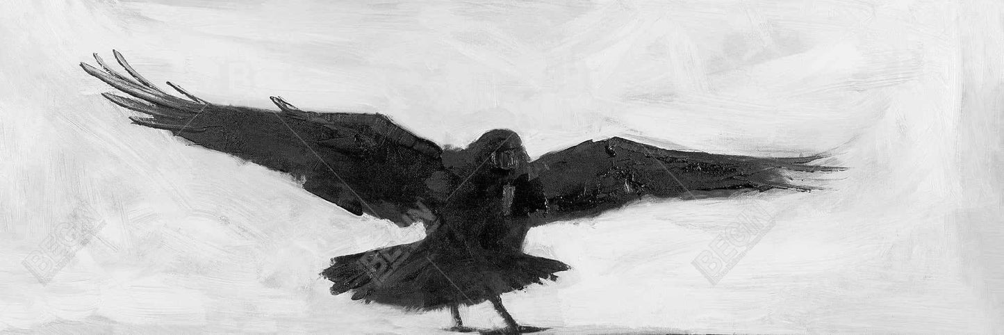 Crow in Flight Black & White Canvas | Home Decor Wall Art