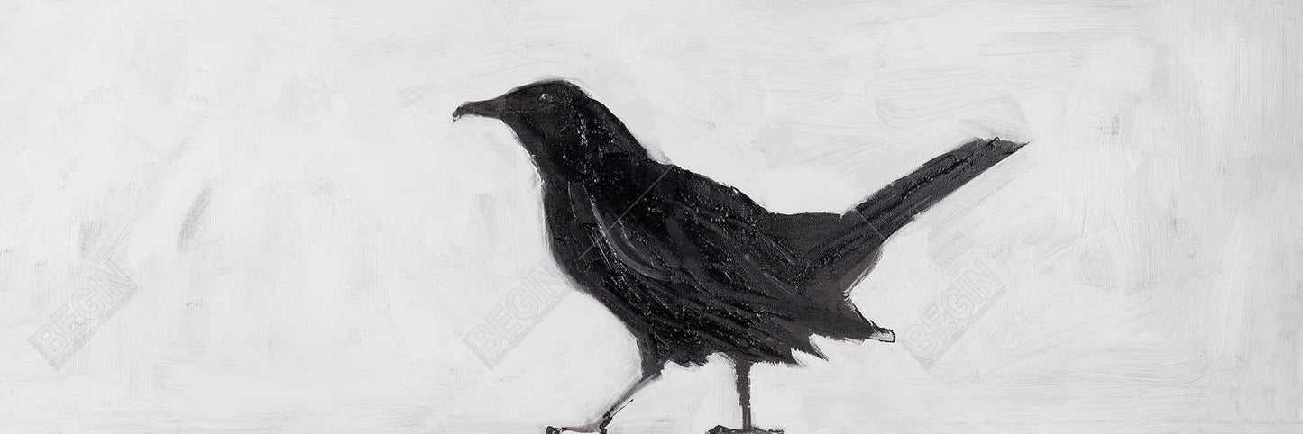Toile encadrée « Corbeau solitaire » – Décoration d'oiseau pour salon