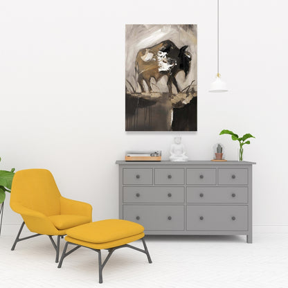 Abstract Buffalo Canvas | Farm Animal Bedroom Decor Wall Art