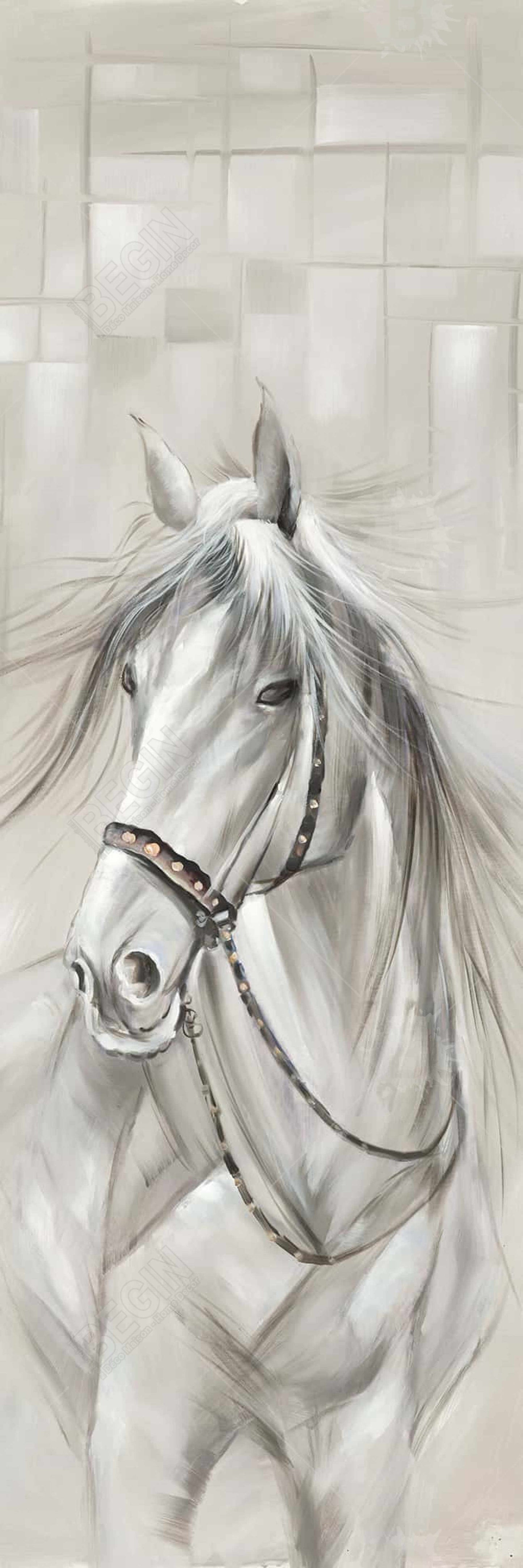 Worthy White Horse Canvas | Industrial Frame | Home Decor