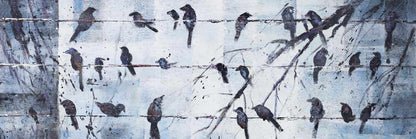 Toile encadrée Animaux bleus | Oiseaux abstraits sur fil de fer - Décoration d'intérieur