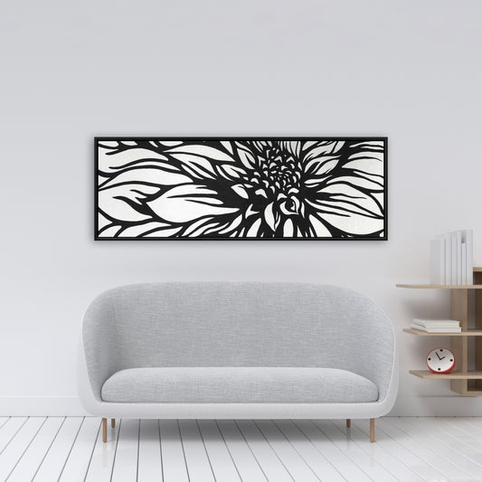 Toile de contour de fleur de dahlia blanche pour chambre à coucher – Décor monochrome