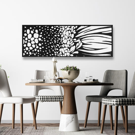 Toile monochrome à motif de gerbera | Décoration botanique pour chambre