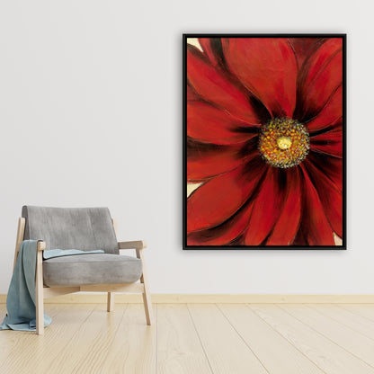 Red Daisy Floral Botanical Canvas | Bedroom Home Decor Art