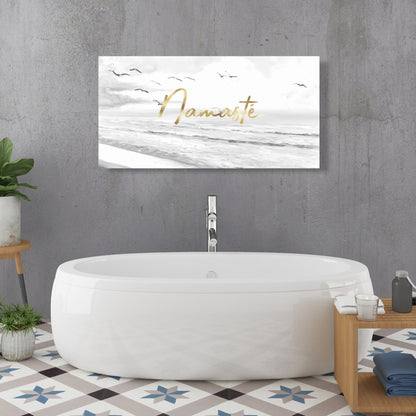 Namaste Bedroom White Sea Canvas | Home Decor Wall Art