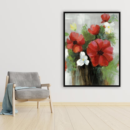 Bouquet de fleurs sauvages abstraites | Toile botanique moderne blanche