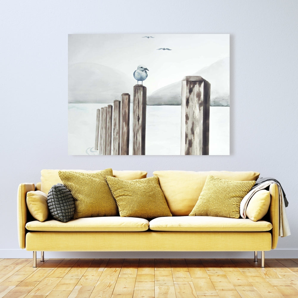 Coastal Blue Seagull Canvas - Marina Home Decor Wall Art