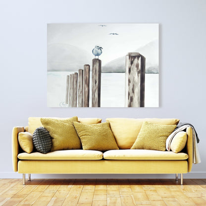 Coastal Blue Seagull Canvas - Marina Home Decor Wall Art