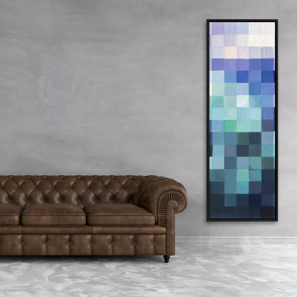 Modern Abstract Pixelized Landscape Framed Canvas | Home Decor