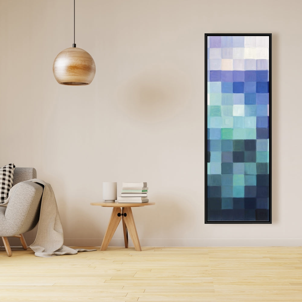 Modern Abstract Pixelized Landscape Framed Canvas | Home Decor