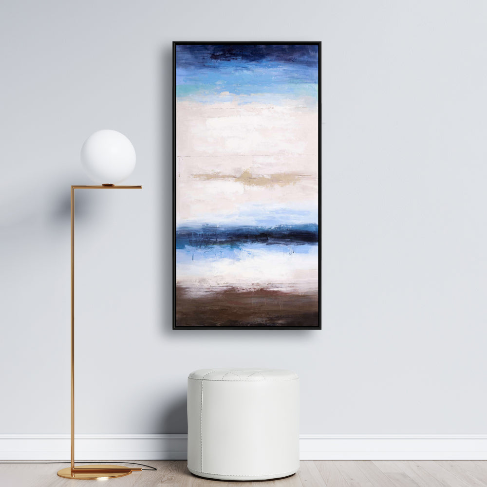 Shade of the Sea Abstract Blue Framed Canvas | Home Decor