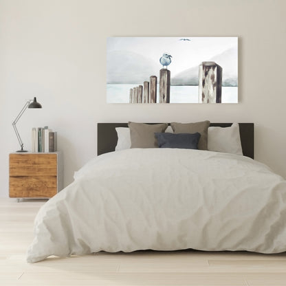 Coastal Blue Seagull Canvas - Marina Home Decor Wall Art